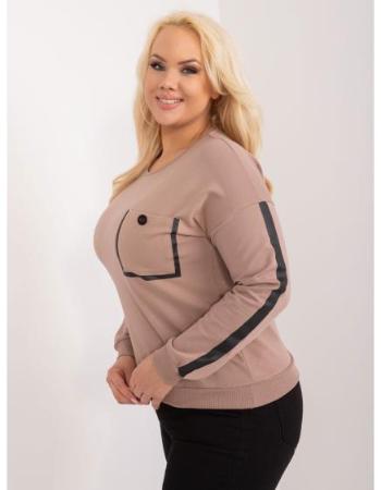 Dámská halenka plus size z bavlny tmavě béžová  