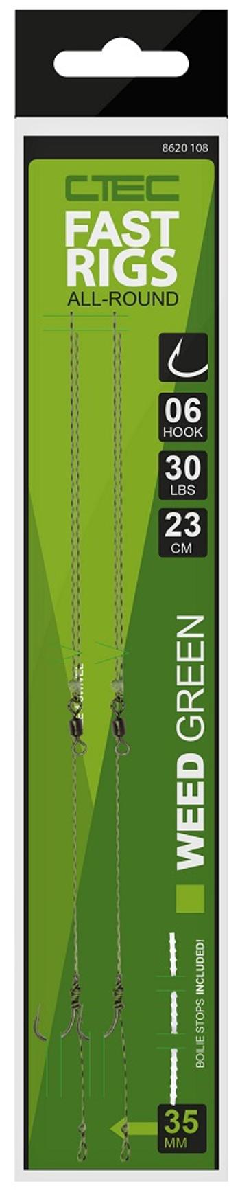 Spro návazec c tec fast rigs weedy zelená 23 cm 30 lb 2 ks-velikost háčku 6