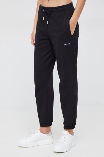 Bavlněné kalhoty Calvin Klein Jeans dámské, černá barva, hladké