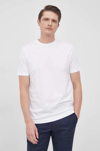 Bavlněné tričko Boss bílá barva, hladký