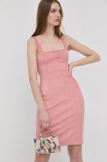 Šaty Guess růžová barva, mini, přiléhavá