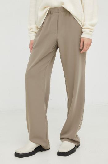Kalhoty Samsoe Samsoe dámské, hnědá barva, jednoduché, high waist