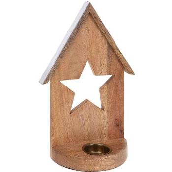 H&L Dřevěný svícen House 29cm, hvězda (A215-HV-00)
