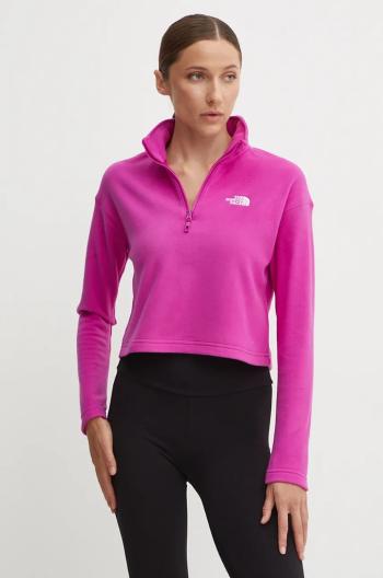 Sportovní mikina The North Face 100 Glacier Cropped 1/4 Zip růžová barva, NF0A855N1I71