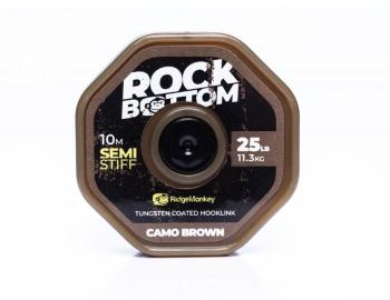 RidgeMonkey Šňůrka RM-Tec Rock Bottom Tungsten Coated Semi Stiff 25lb 10m - Camo Brown