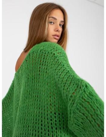 Dámský svetr se širokými rukávy oversize OCH BELLA zelený  