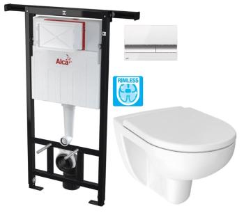 ALCADRAIN Jádromodul předstěnový instalační systém s bílým/ chrom tlačítkem M1720-1 + WC JIKA LYRA PLUS RIMLESS + SEDÁTKO DURAPLAST AM102/1120 M1720-1 LY1