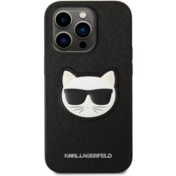 Karl Lagerfeld PU Saffiano Choupette Head Zadní Kryt pro iPhone 14 Pro Black (KLHCP14LSAPCHK)
