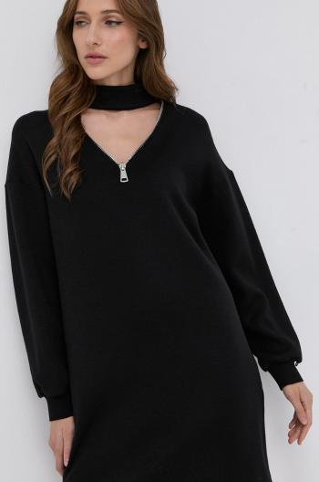 Šaty Nissa černá barva, mini, jednoduché