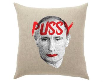Lněný polštář Pussy Putin