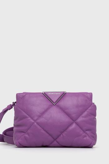 Kožená kabelka Emporio Armani fialová barva