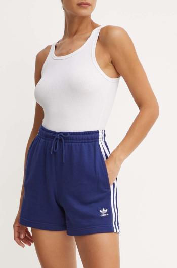 Kraťasy adidas Originals dámské, tmavomodrá barva, s aplikací, high waist, IY2158