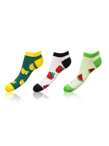 Kotníkové zábavné ponožky CRAZY IN-SHOE SOCKS 3 páry - Zábavné nízké crazy ponožky unisex v setu 3 páry - zelená - bílá - světle zelená