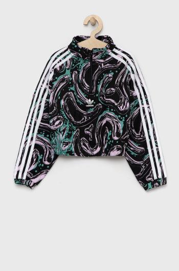 Dětská mikina adidas Originals černá barva, vzorovaná