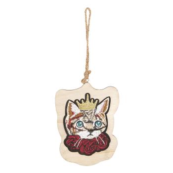 Závěsná dekorativní ozdoba kočka s korunkou - 12*17 cm 6H1720