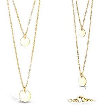Šperky4U Zlacený ocelový náhrdelník s kulatými přívěsky - OPD0178-GD