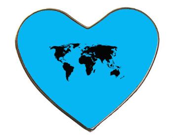 Magnet srdce kov Mapa světa