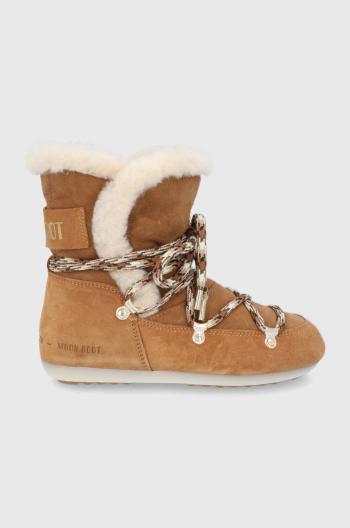 Semišové sněhule Moon Boot Side High Shearling hnědá barva