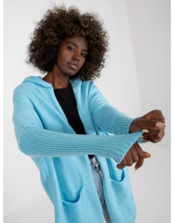 Dámský svetr s kapucí od Patty RUE PARIS světle modrý 