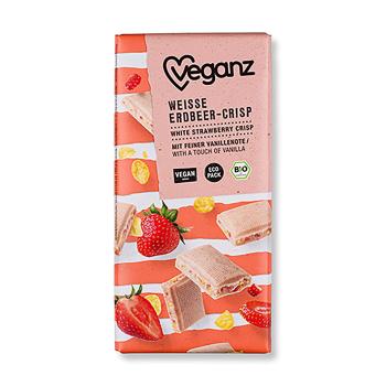 Veganz bílá čokoláda s jahodami a křupinkami Bio 80 g