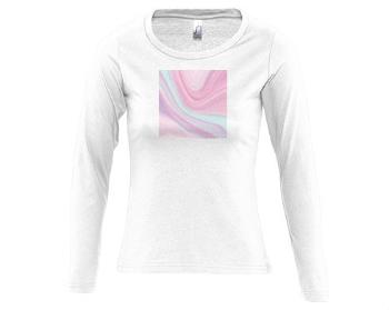 Dámské tričko dlouhý rukáv kulatý výstřih Růžový abstraktní vzor