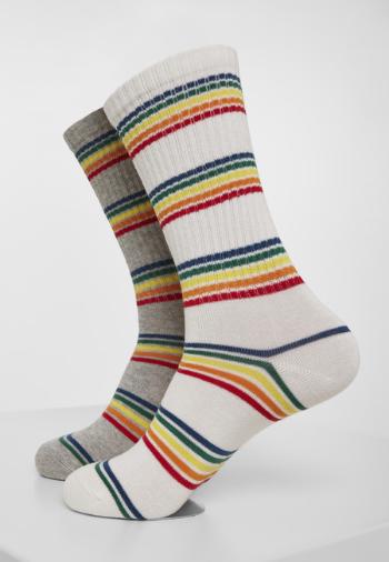 Urban Classics Rainbow Stripes Socks 2-Pack grey/white - 43–46