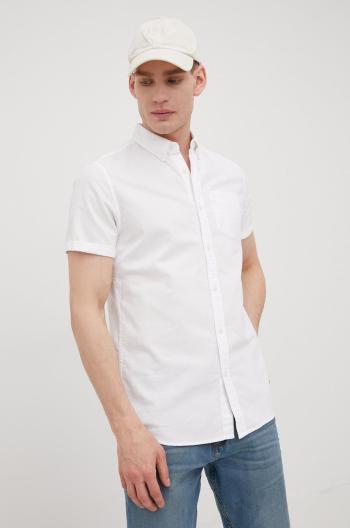 Bavlněné tričko Superdry bílá barva, regular, s límečkem button-down