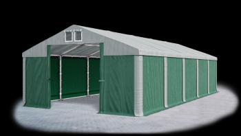 Garážový stan 4x6x2m střecha PVC 560g/m2 boky PVC 500g/m2 konstrukce ZIMA PLUS Zelená Šedá Šedé