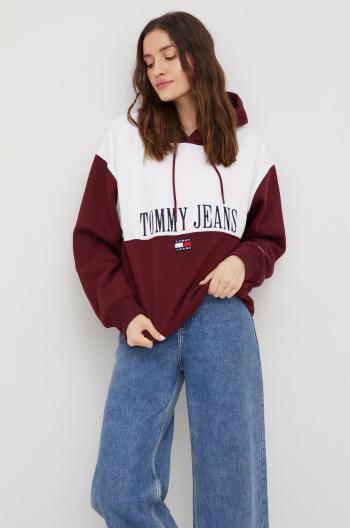 Mikina Tommy Jeans dámská, vínová barva, hladká