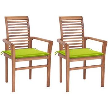 Jídelní židle 2 ks jasně zelené podušky masivní teak, 3062606 (3062606)