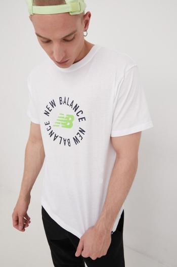 Tričko New Balance MT21901WM bílá barva, s potiskem