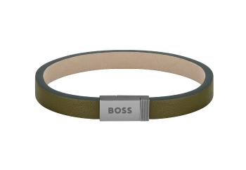 Hugo Boss Moderní khaki kožený náramek Jace 1580338 19 cm