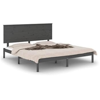 Rám postele šedý masivní dřevo 180 × 200 cm Super King, 3104820 (3104820)