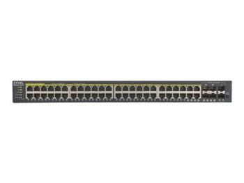 Zyxel GS1920-48HPv2, 52 Port Smart Managed PoE Switch 48x Gigabit Copper PoE and 4x Gigabit dual pers., hybird mode, sta, GS192048HPV2-EU0101F