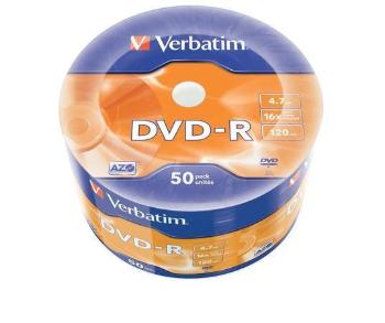 DVD-R 4,7GB, 16x, matné, 50 ks, Verbatim, bal. 50 ks, 43788