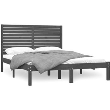Rám postele šedý masivní dřevo 140 × 200 cm, 3104610 (3104610)