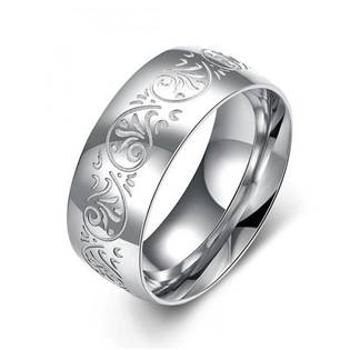 Šperky4U Ocelový prsten s ornamenty - velikost 59 - OPR0091-59