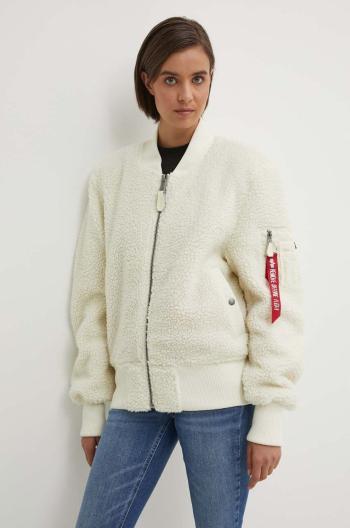 Bomber bunda Alpha Industries Ma-1 Teddy béžová barva, přechodná, oversize, 108102.16-cream