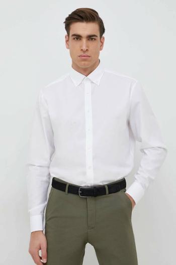 Bavlněné tričko Seidensticker Bílá barva, slim, s límečkem button-down