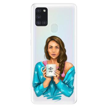 Odolné silikonové pouzdro iSaprio - Coffe Now - Brunette - Samsung Galaxy A21s