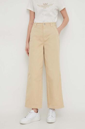 Kalhoty Pepe Jeans Tasha dámské, béžová barva, jednoduché, high waist, PL211730