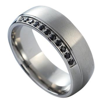 NUBIS® NSS1005-Zr-K Dámský snubní prsten s černými zirkony - velikost 50 - NSS1005-Zr-K-50