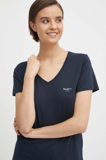 Bavlněné tričko Pepe Jeans LORETTE V NECK tmavomodrá barva, PL505826