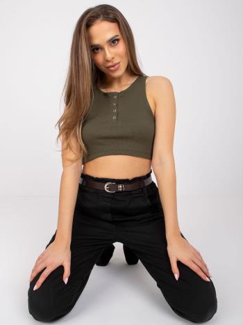 KHAKI CROP TOP S KNOFLÍČKY RILEY -RV-TP-7528.11X-KHAKI Velikost: S