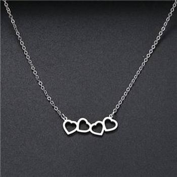 Šperky4U Ocelový náhrdelník se srdíčky - OPD0208-ST