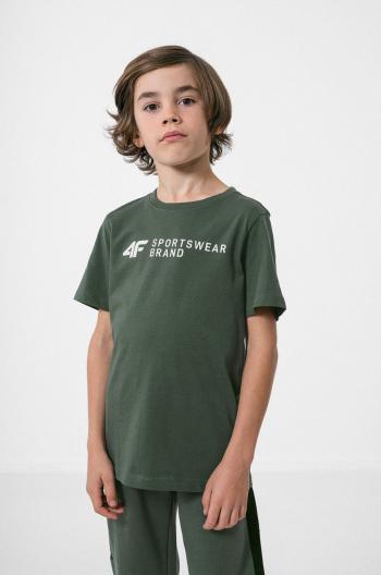 Dětské tričko 4F zelená barva, s potiskem