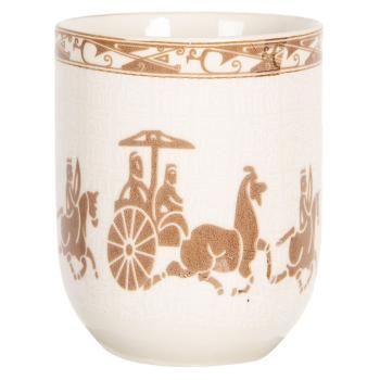 Porcelánový kalíšek na čaj s antickými motivy - ∅ 6*8 cm / 0,1L 6CEMU0090