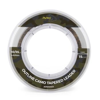 Avid Carp Ujímaný Šokový Vlasec Outline Tapered Leader Camo