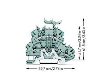 Dvojitá průchodková svorka WAGO 2000-2248, osazení: L, pružinová svorka, 3.50 mm, šedá, 50 ks