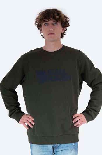 Bavlněná mikina Fjallraven Logo Sweater pánská, zelená barva, s aplikací, F84142